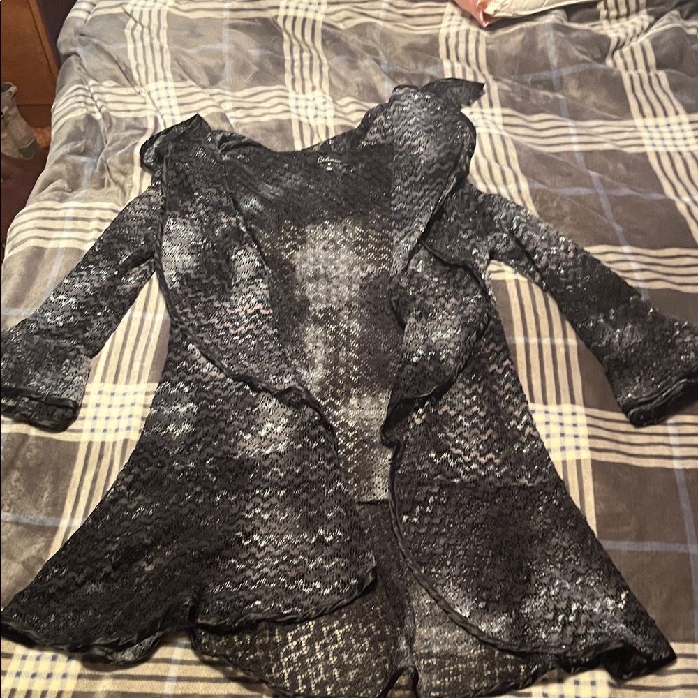 Caleass Stylish Black, Gray and Silver Sweater .